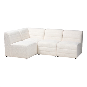 Baxton Studio Maya Modern White Boucle Fabric 4-Piece Modular Sectional Sofa