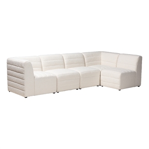 Baxton Studio Maya Modern White Boucle Fabric 5-Piece Modular Sectional Sofa