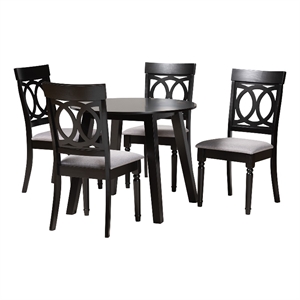 Baxton Studio Charlottle Gray Fabric and Dark Brown Wood 5-Piece Dining Set