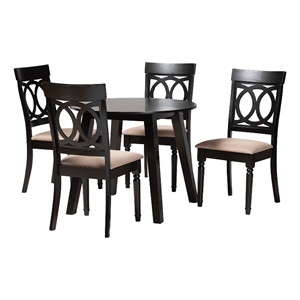 Baxton Studio Charlottle Beige Fabric and Dark Brown Wood 5-Piece Dining Set