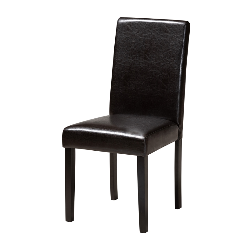 Baxton Studio Bruna Dark Brown Faux Leather and Brown Wood 5-Piece Dining Set