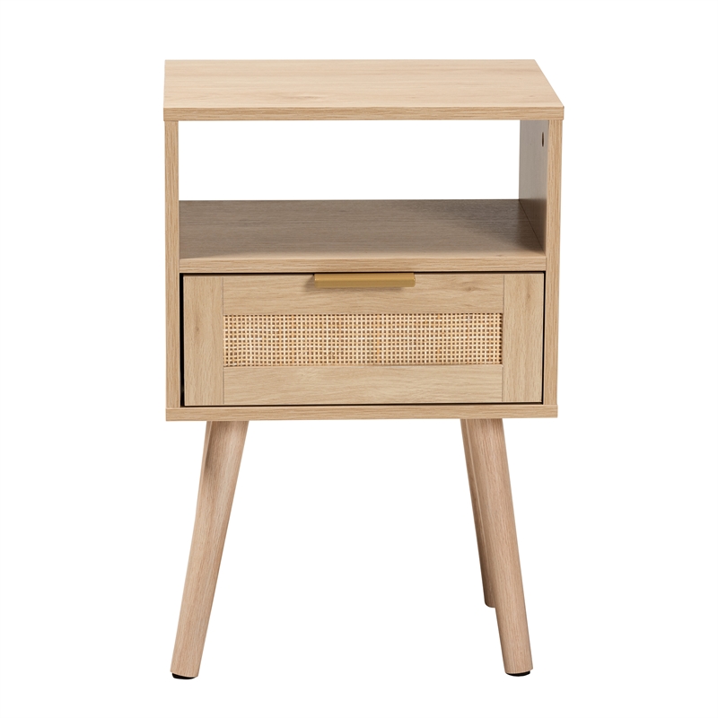 Baxton Studio Emmett Modern Light Brown Finished Wood 1-Drawer End Table
