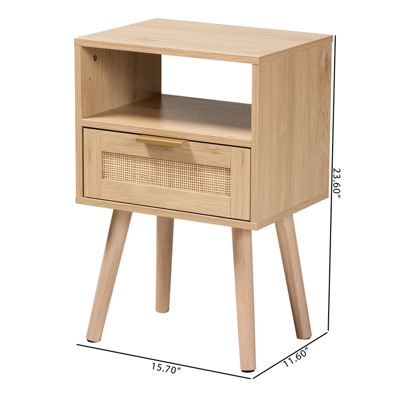 Baxton Studio Emmett Modern Light Brown Finished Wood 1-Drawer End Table