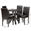 Baxton Studio Rosi Espresso Brown Faux Leather and Wood 5-Piece Dining Set