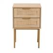 Baxton Studio Dewitt Light Brown Wood and Gold Metal 2-Drawer End Table