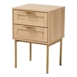 Baxton Studio Dewitt Light Brown Wood and Gold Metal 2-Drawer End Table