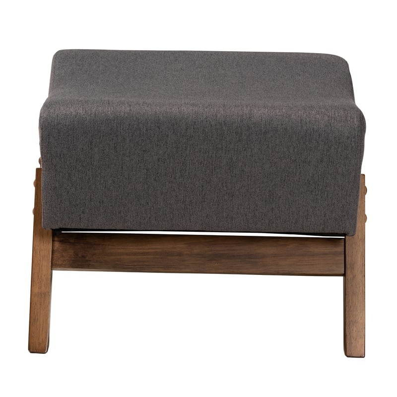 Baxton Studio Hanson Dark Gray Fabric and Walnut Brown Finished Wood Ottoman