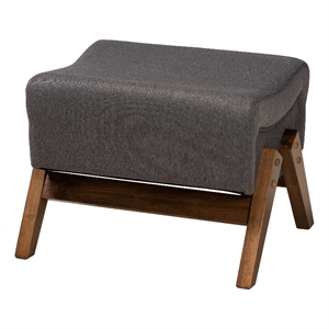 Baxton Studio Hanson Dark Gray Fabric and Walnut Brown Finished Wood Ottoman