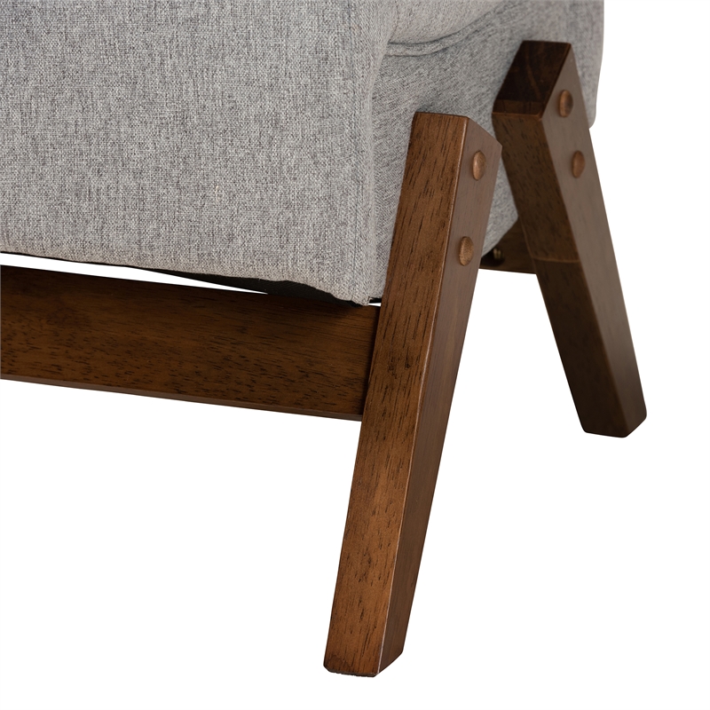 Baxton Studio Hanson Light Grey Fabric and Walnut Brown Finished Wood Ottoman