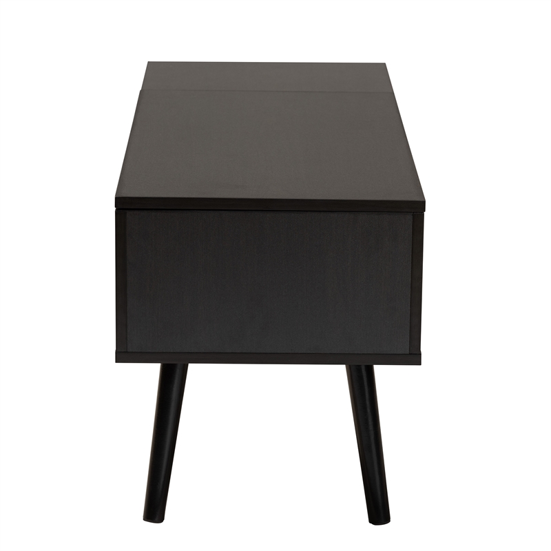 Baxton Studio Roden Two-Tone Black and Brown Wood Coffee Table with Compartment