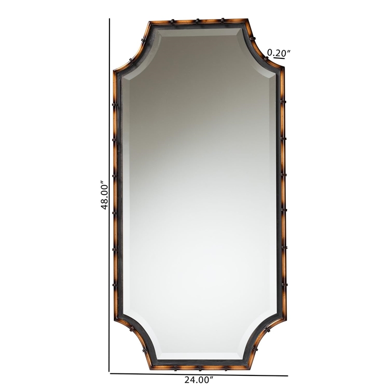 Baxton Studio Lieven Two-Tone Light Brown and Black Metal Accent Wall Mirror