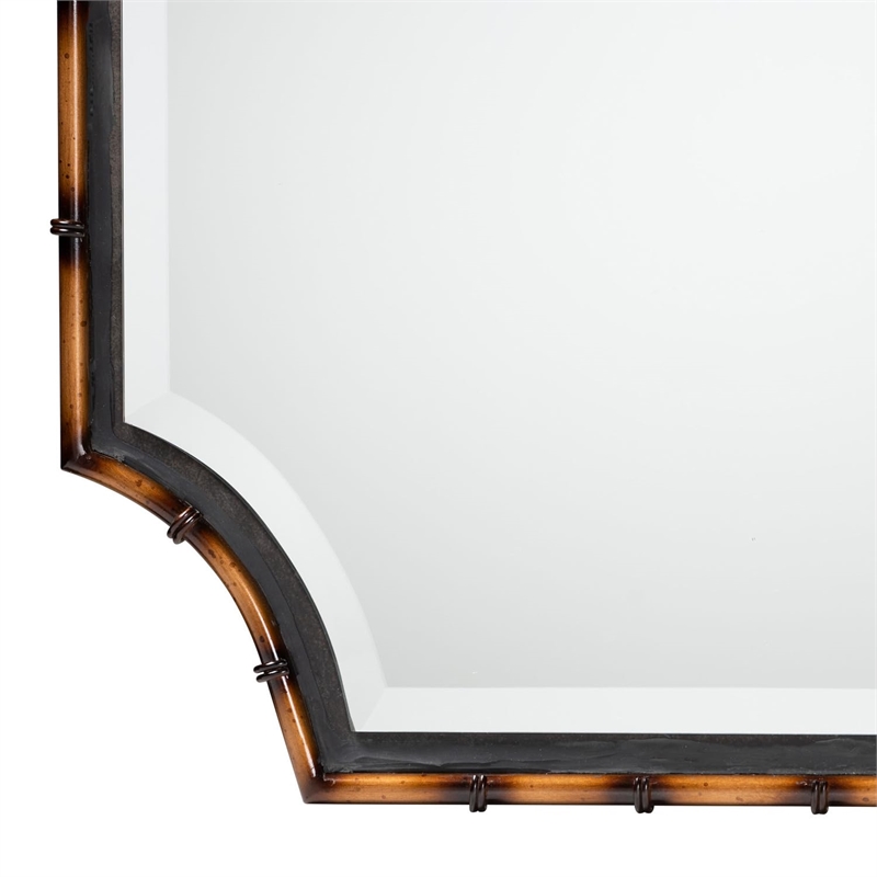 Baxton Studio Lieven Two-Tone Light Brown and Black Metal Accent Wall Mirror