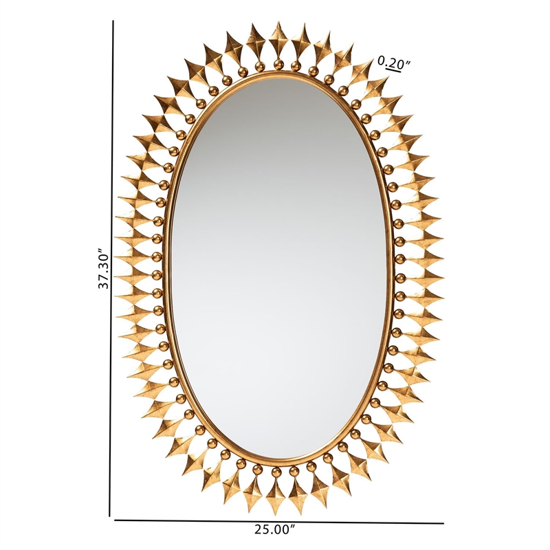 Baxton Studio Rogier Antique Goldleaf Metal Accent Wall Mirror