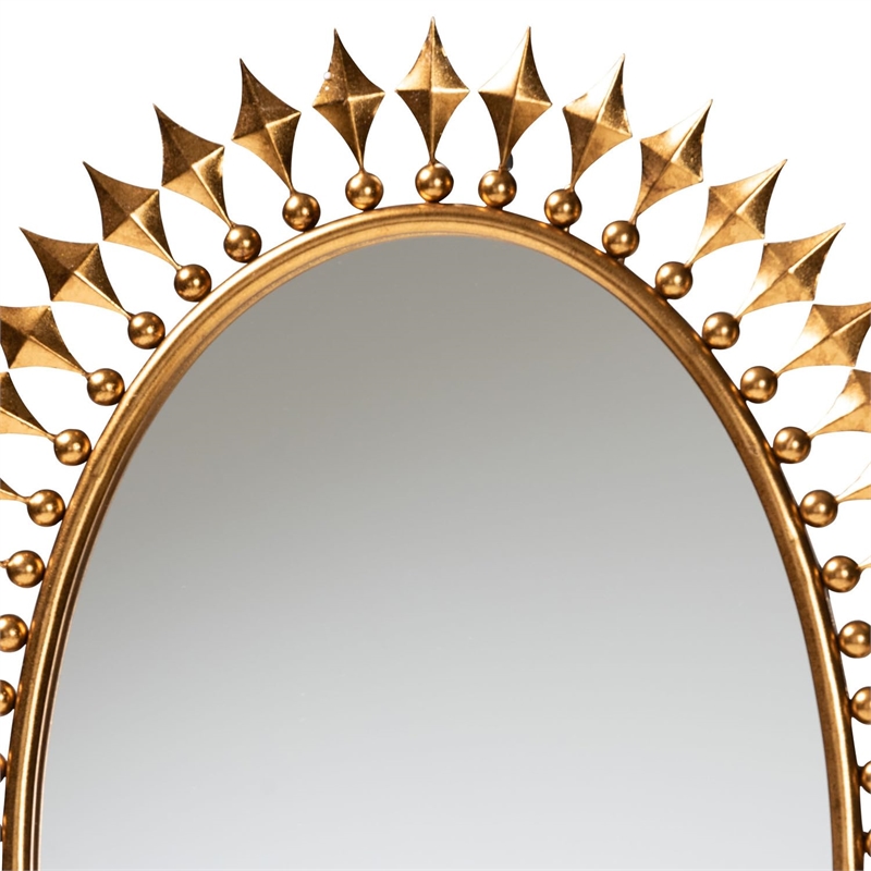 Baxton Studio Rogier Antique Goldleaf Metal Accent Wall Mirror