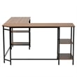 Baxton Studio Lydia Brown Wood and Black Metal L-Shaped Desk with Shelves