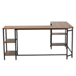 Baxton Studio Lydia Brown Wood and Black Metal L-Shaped Desk with Shelves