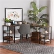 Baxton Studio Lydia Brown Wood and Black Metal L-Shaped Desk with Shelves