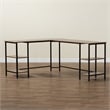 Baxton Studio Lydia Brown Wood and Black Metal L-Shaped Desk with Shelves