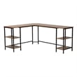 Baxton Studio Lydia Brown Wood and Black Metal L-Shaped Desk with Shelves