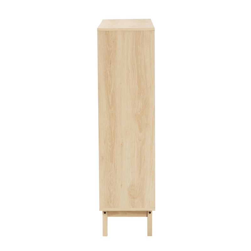 baxton studio danina japandi oak brown finished wood bookshelf