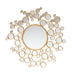 Baxton Studio Castiel Antique Goldleaf Metal Bubble Accent Wall Mirror