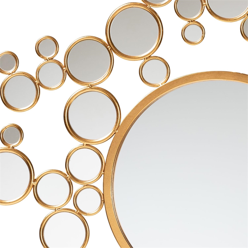 Baxton Studio Castiel Antique Goldleaf Metal Bubble Accent Wall Mirror