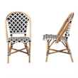 Baxton Studio Ambre French Black and White Weaving Natural Rattan Bistro Chair