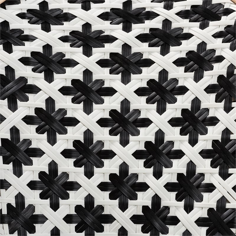 Baxton Studio Ambre French Black and White Weaving Natural Rattan Bistro Chair