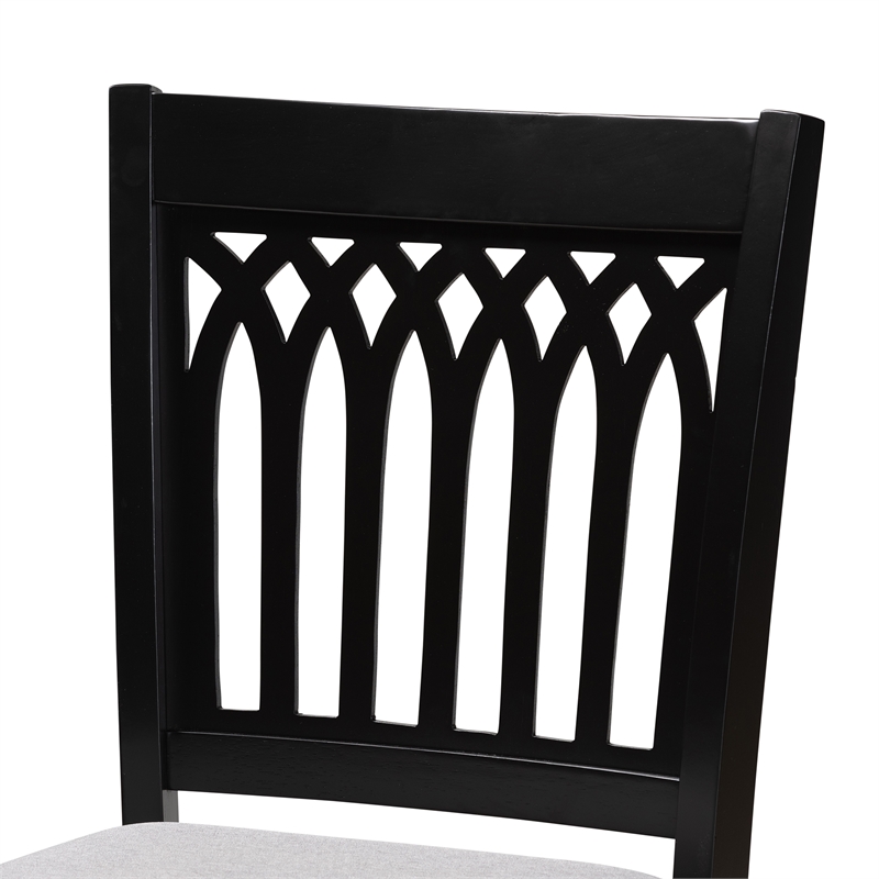 Baxton Studio Genesis Gray Fabric and Dark Brown Finished Wood Counter Stool