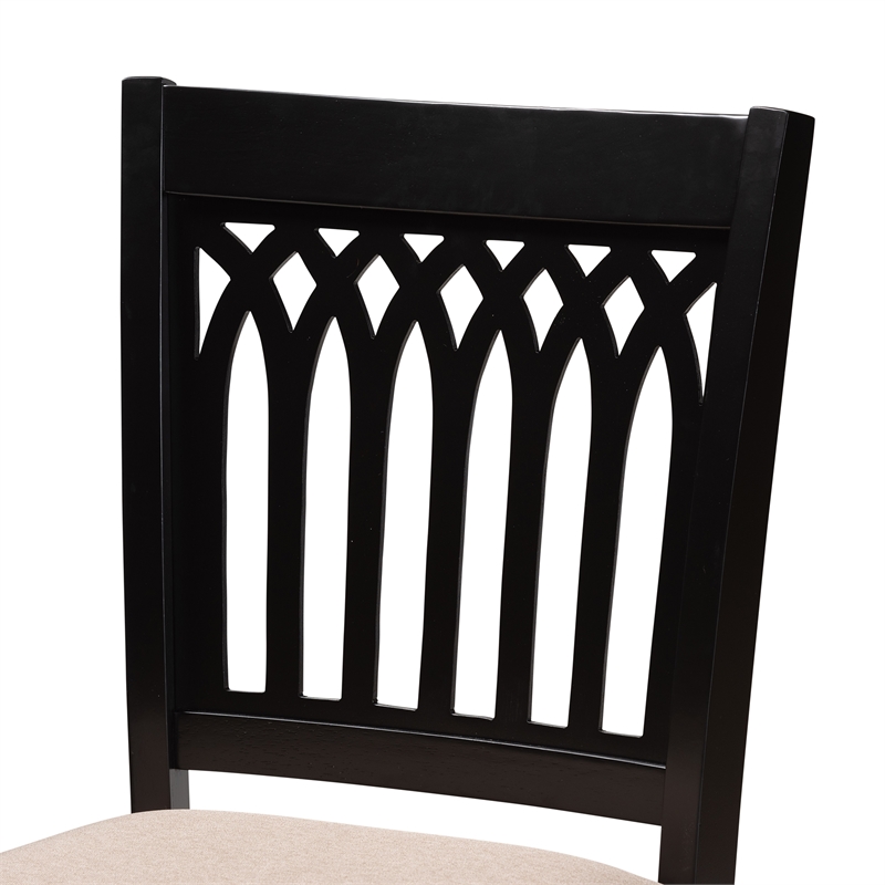 Baxton Studio Genesis Beige Fabric and Dark Brown Finished Wood Counter Stool