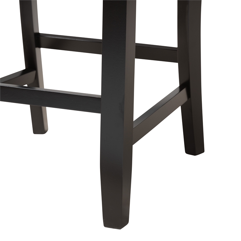 Baxton Studio Genesis Beige Fabric and Dark Brown Finished Wood Counter Stool