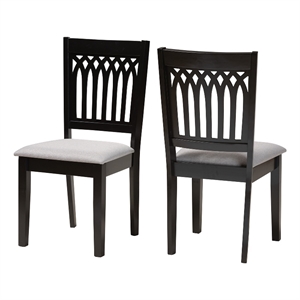 Baxton Studio Genesis Gray Fabric and Dark Brown Finished Wood Dining Chair