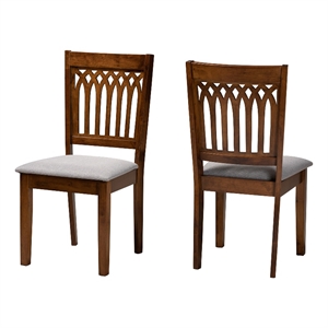 Baxton Studio Genesis Gray Fabric and Walnut Brown Finished Wood Dining Chair