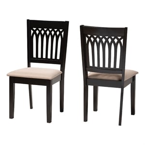 Baxton Studio Genesis Beige Fabric and Dark Brown Finished Wood Dining Chair