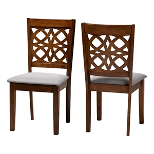 Baxton Studio Abigail Gray Fabric and Walnut Brown Finished Wood Dining Chair