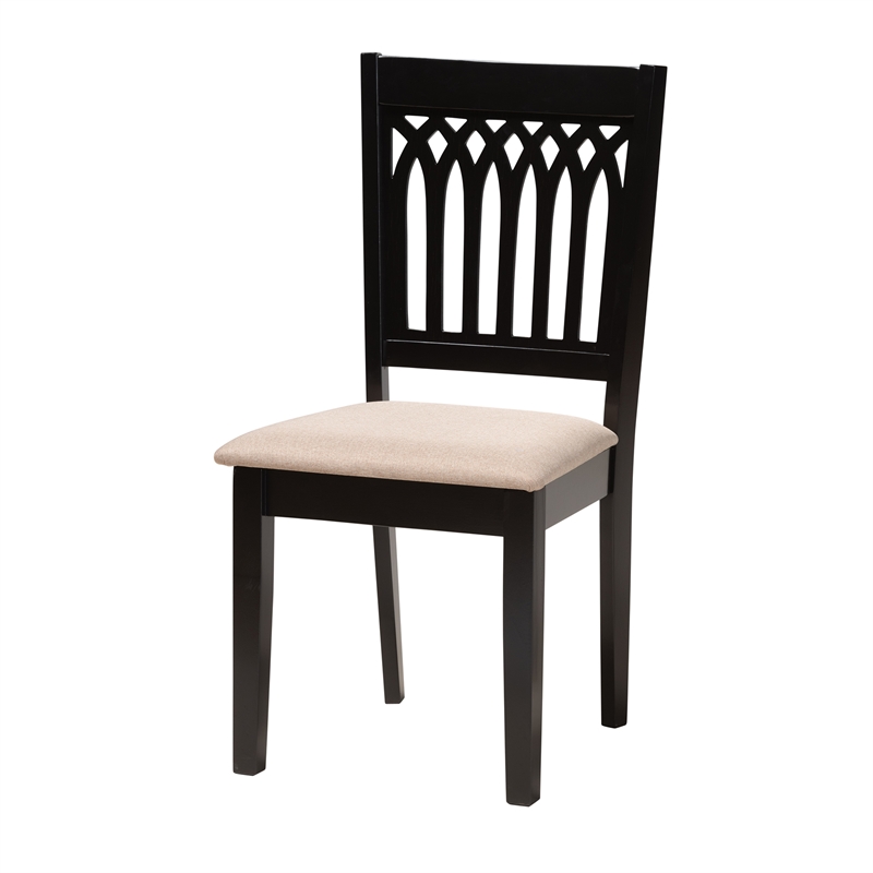 Baxton Studio Genesis Beige Fabric and Dark Brown Wood 7-Piece Dining Set