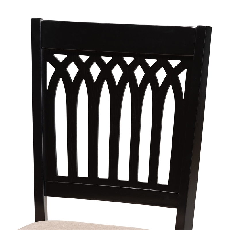 Baxton Studio Genesis Beige Fabric and Dark Brown Wood 7-Piece Dining Set