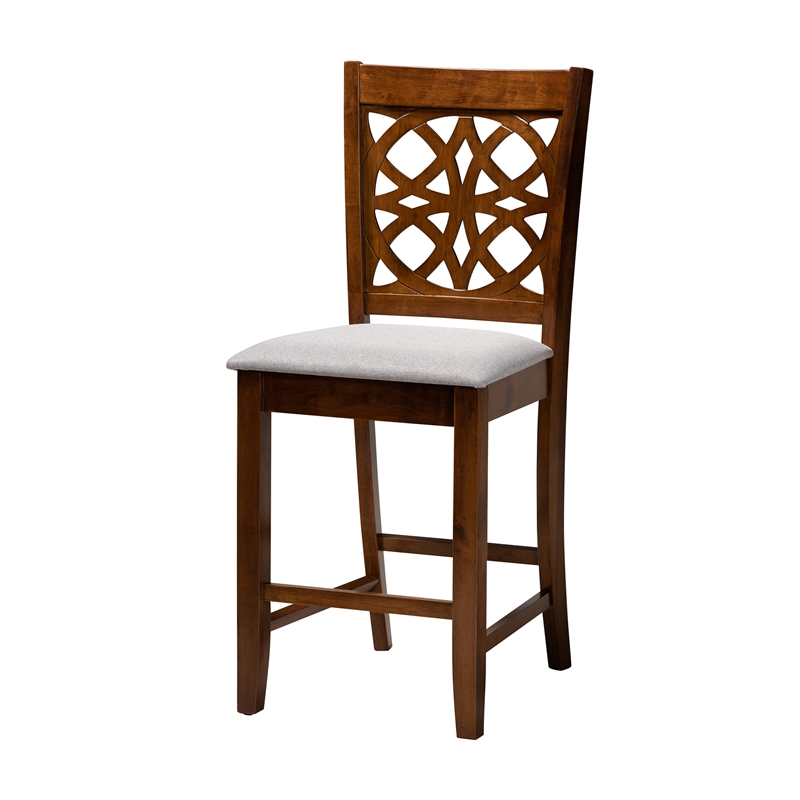 Baxton Studio Abigail Gray Fabric and Walnut Brown Wood 5-Piece Pub Set