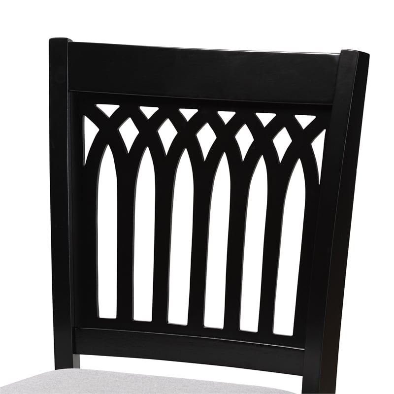 Baxton Studio Genesis Gray Fabric and Dark Brown Wood 5-Piece Pub Set