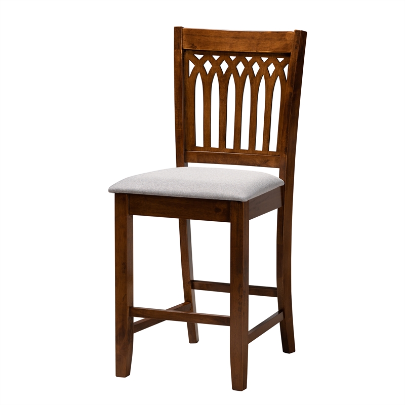 Baxton Studio Genesis Gray Fabric and Walnut Brown Wood 5-Piece Pub Set