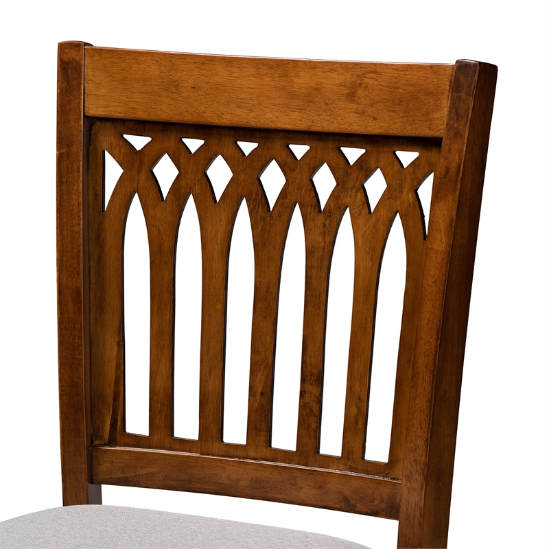 Baxton Studio Genesis Gray Fabric and Walnut Brown Wood 5-Piece Pub Set