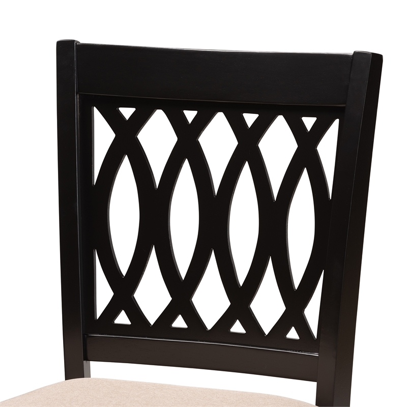 Baxton Studio Florencia Beige Fabric and Espresso Brown Wood Counter Stool