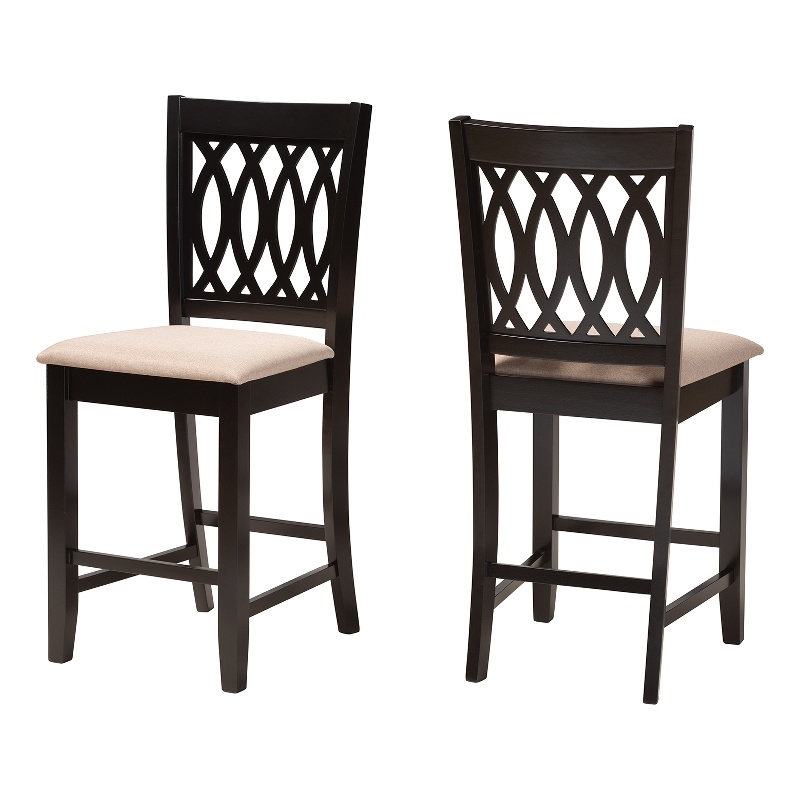 Baxton Studio Florencia Beige Fabric and Espresso Brown Wood Counter Stool