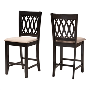 Baxton Studio Florencia Beige Fabric and Espresso Brown Wood Counter Stool