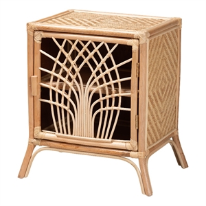 Baxton Studio Danna Modern Bohemian Natural Brown Rattan Nightstand