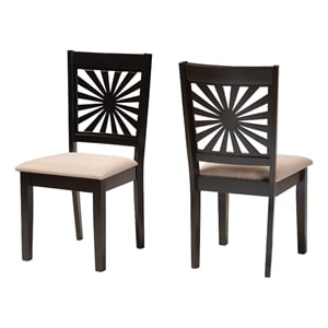 Baxton Studio Olympia Beige Fabric and Espresso Brown Wood Dining Chair