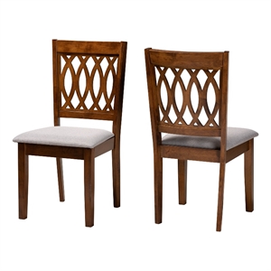 Baxton Studio Florencia Grey Fabric and Walnut Brown Wood Dining Chair