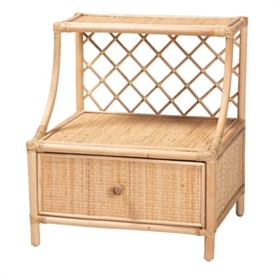 Baxton Studio Lalo Modern Bohemian Natural Brown Rattan 1-Drawer Nightstand