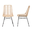 Baxton Studio Manhattan Natural Brown Rattan and Black Metal Dining Chair