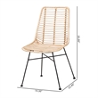 Baxton Studio Manhattan Natural Brown Rattan and Black Metal Dining Chair